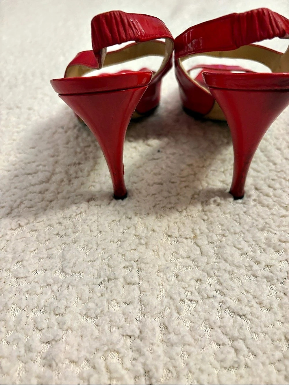 Vintage Manolo Blahnik Red Patent Leather Slingback Heels EU 39.5 - Picture 5 of 7